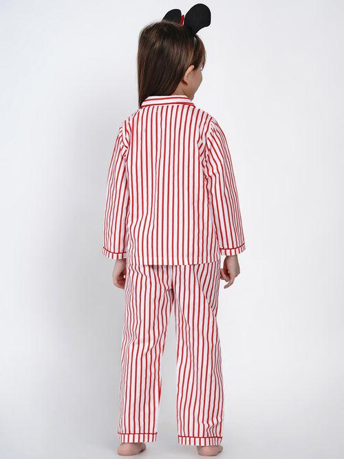 Berrytree Night Suit Red Stripes Girl