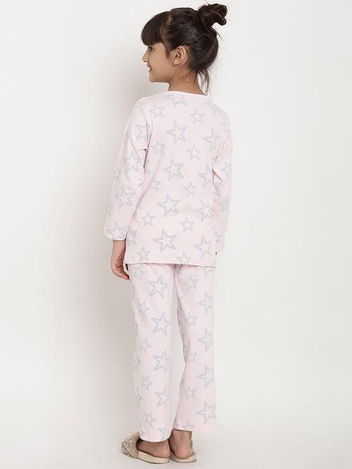 Berrytree Organic Night Suit Pink Stars