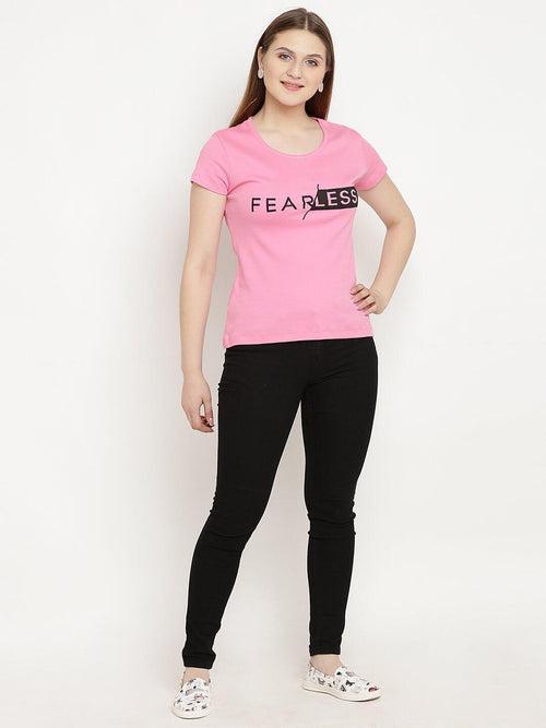 Berrytree Organic Cotton  Women T-shirt Pink Fearless