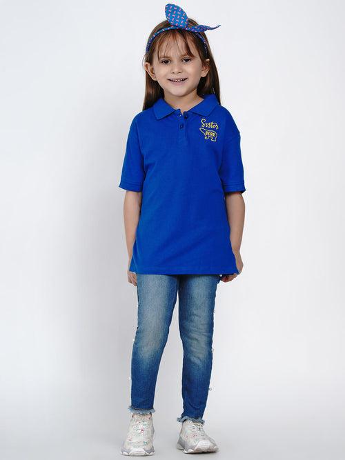 Berrytree Girls Polo Shirt Sister Bear Blue