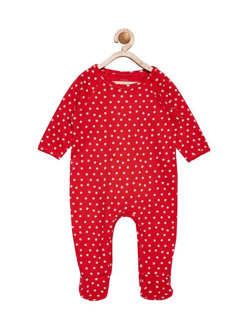 Berrytree Organic Cotton Baby Romper White Stars Red