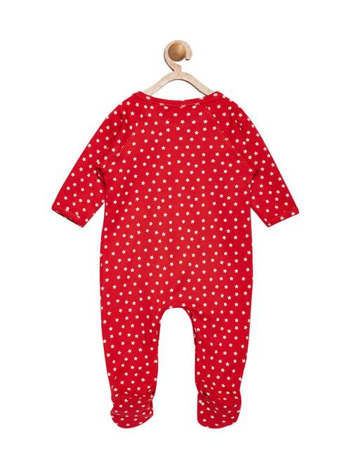 Berrytree Organic Cotton Baby Romper White Stars Red