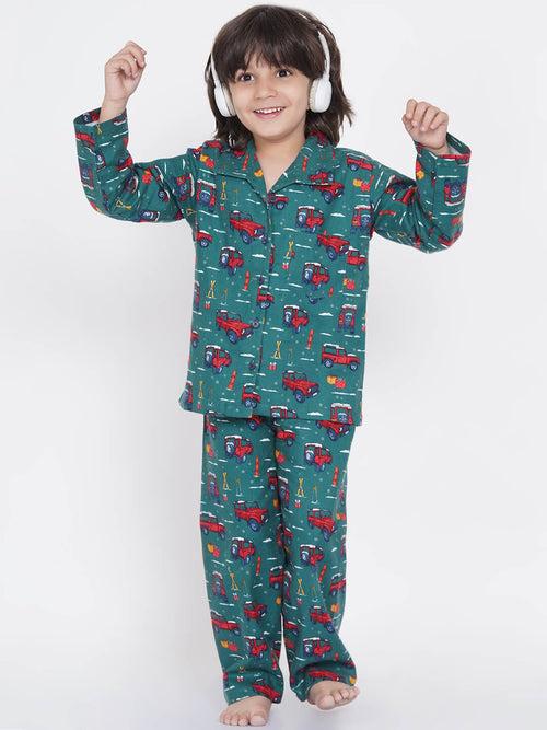 Berrytree Kids Night Suit Boys: Cars Green