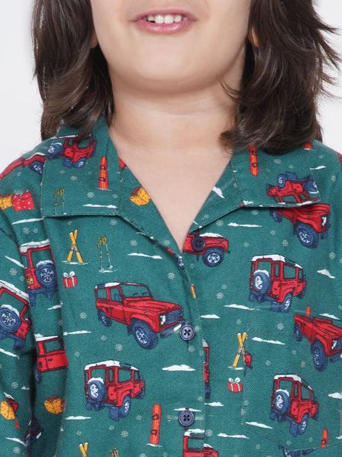 Berrytree Kids Night Suit Boys: Cars Green