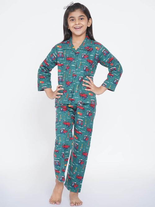 Berrytree Soft Night Suit Girls: Cars Green