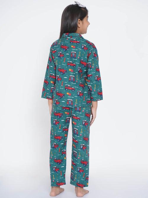 Berrytree Soft Night Suit Girls: Cars Green