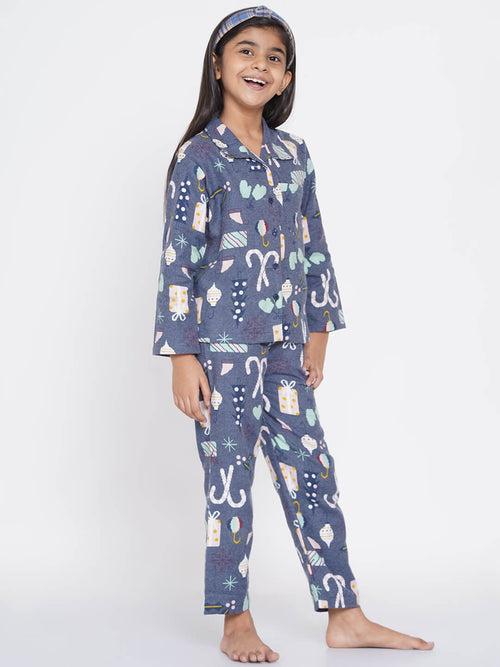 Berrytree Cotton Night Suit Girls: Christmas Snow