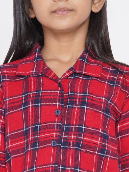 Berrytree Cotton Night Suit Girls: Red Checks