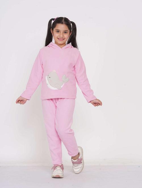 Berrytree Fleece Night Suit Girls: Pink Whale