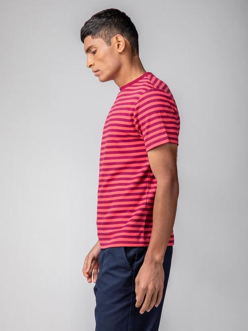 Berrytree Organic Cotton  Men T-shirt Red Stripes