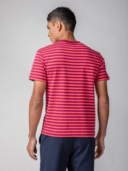 Berrytree Organic Cotton  Men T-shirt Red Stripes