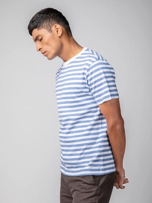 Berrytree Organic Cotton  Men T-shirt Blue Stripes