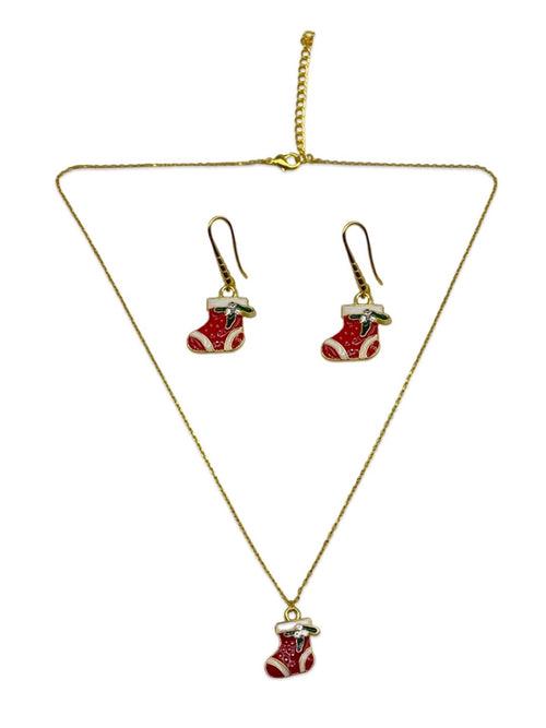 Christmas Santa Claus Stockings Charm Necklace Set