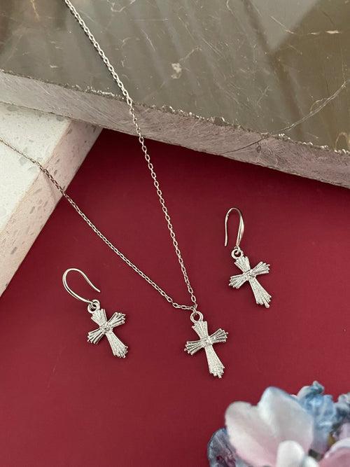 Cross Charm Pendant Necklace Set