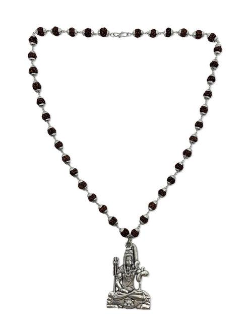 Lord Shiva Pendant Rudraksha Silver Mala