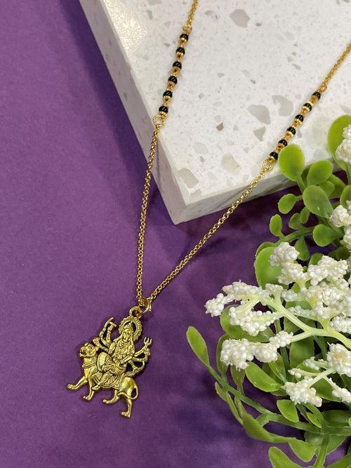 Short Mangalsutra/Necklace With a  gold Plated Laxmi Pendant