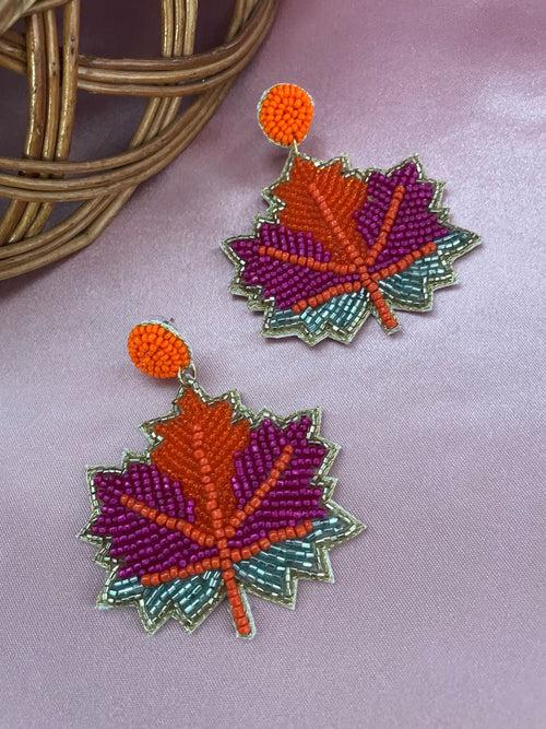 Maple Leaf Beaded Earrings