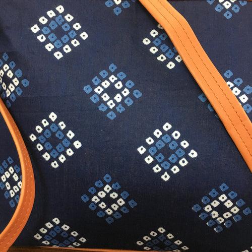 Minsk - 3 zip- Big size - Sling Bag - D no - 45 - Blue Square Bandhani