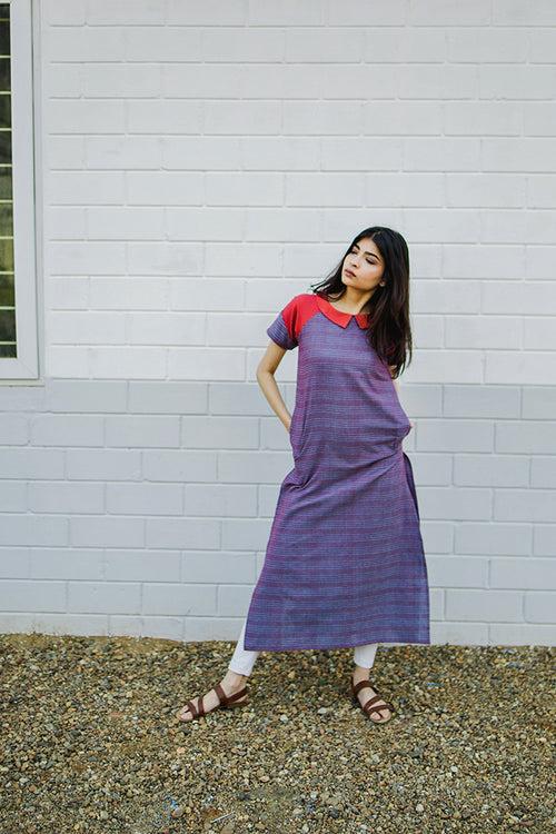 Medha Violet Extra Warp Kurta