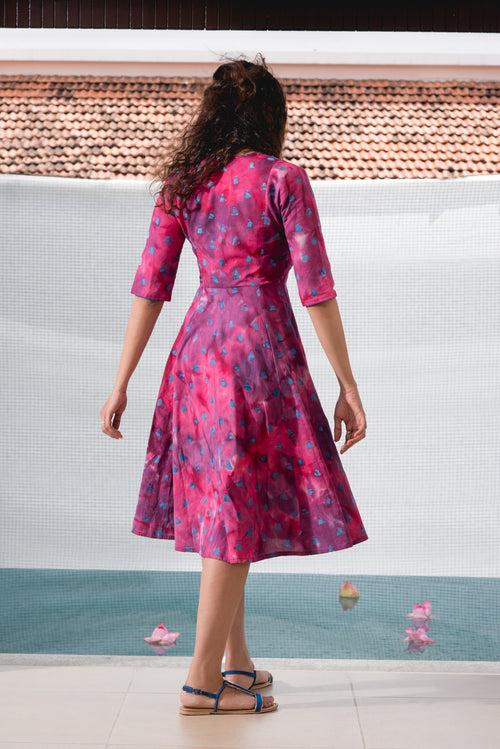 Cotton Batik Printed Pink Dress