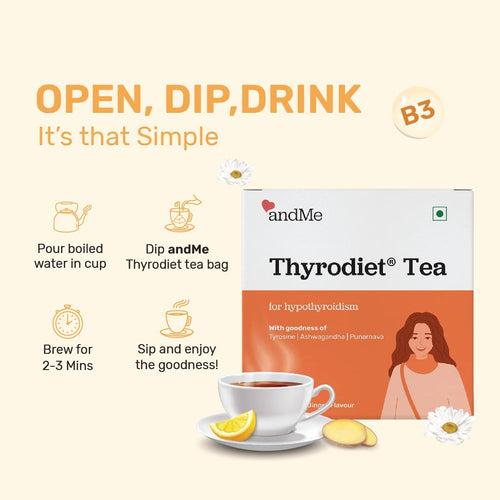 andMe Green and lean Supergreen Powder for Detox, Digestion, Weight Management 250g| andMe ThyroDiet Tea (30 teabags) combo