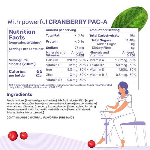 &ME Sugar Free Cranberry Juice for UTI (Pack of 30), With Cranberry extract and 24 powerful ingredients to manage UTI naturally, No added Sugar, UTI 200ml in each pack