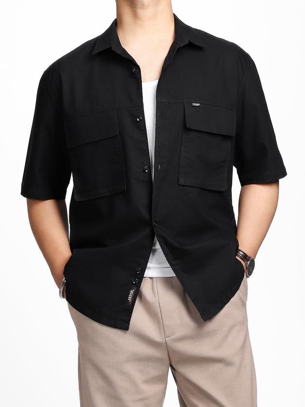 Black Chest Pockets Shirt