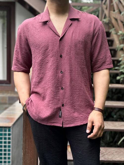 Lilac Crease Effect Boxy Fit Shirt