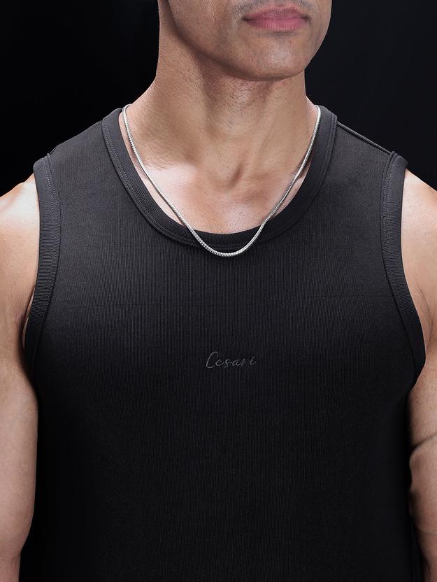 Black Heavyweight Rib Tank Top