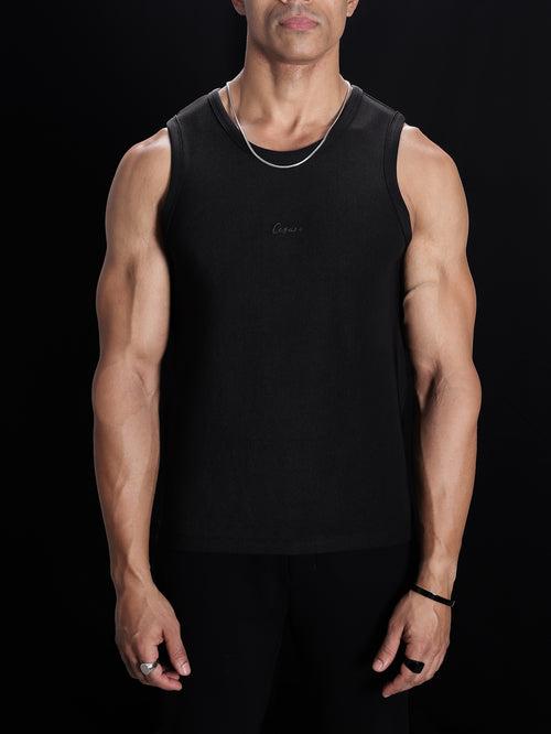 Black Heavyweight Rib Tank Top