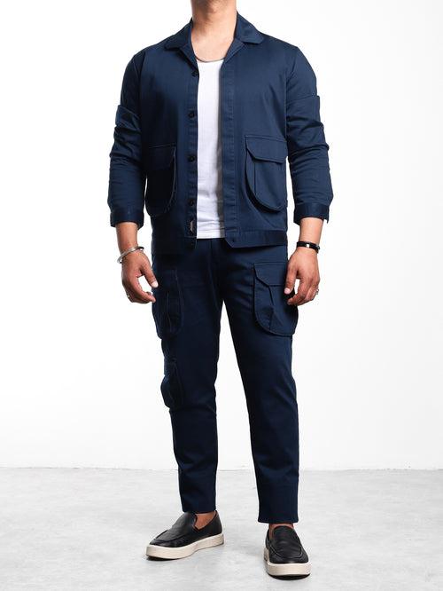 Blue Overshirt with Cargo Pockets