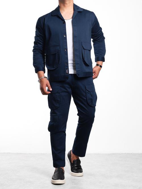 Blue Overshirt with Cargo Pockets