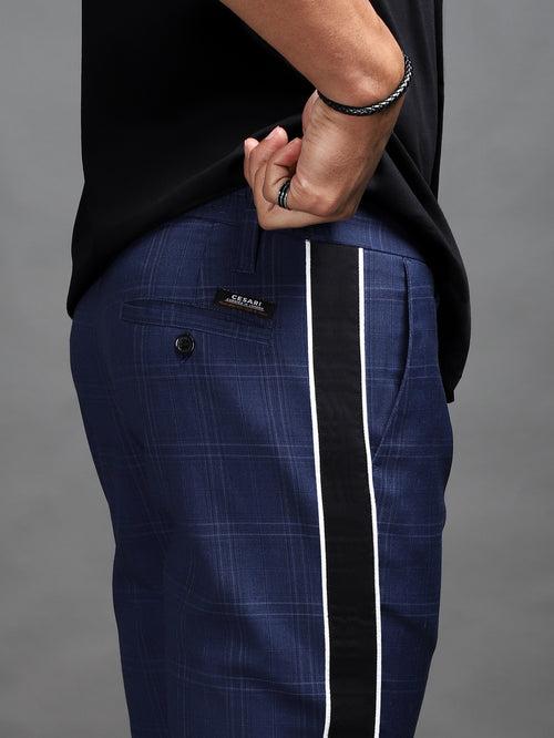 Blue Side Tape Check Pants