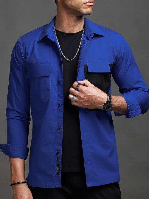 Electric Blue Contrast Pocket Shirt (Studio Collection)