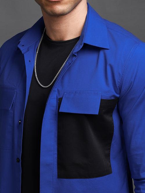 Electric Blue Contrast Pocket Shirt (Studio Collection)