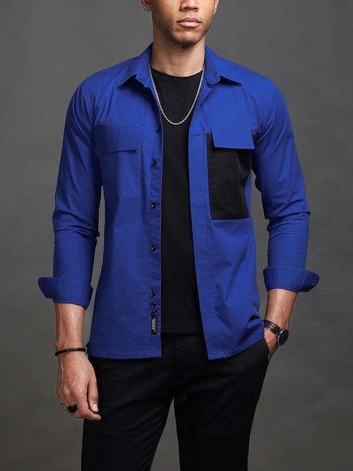 Electric Blue Contrast Pocket Shirt (Studio Collection)