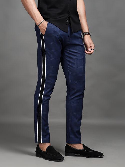 Blue Side Tape Check Pants