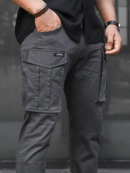 Grey 6-Pocket Cargo Pants