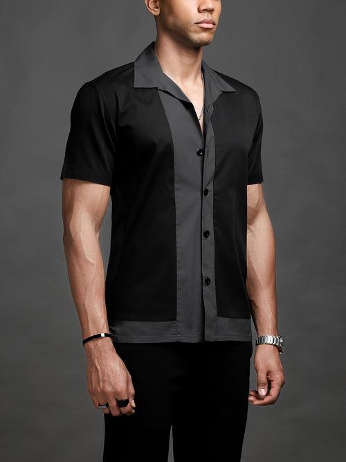 Grey Contrast Panel Shirt (Studio Collection)