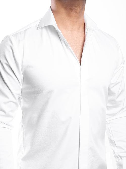White Cut-Away Collar Minimal Shirt (Premium Collection)