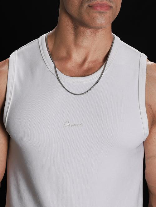 White Heavyweight Rib Tank Top