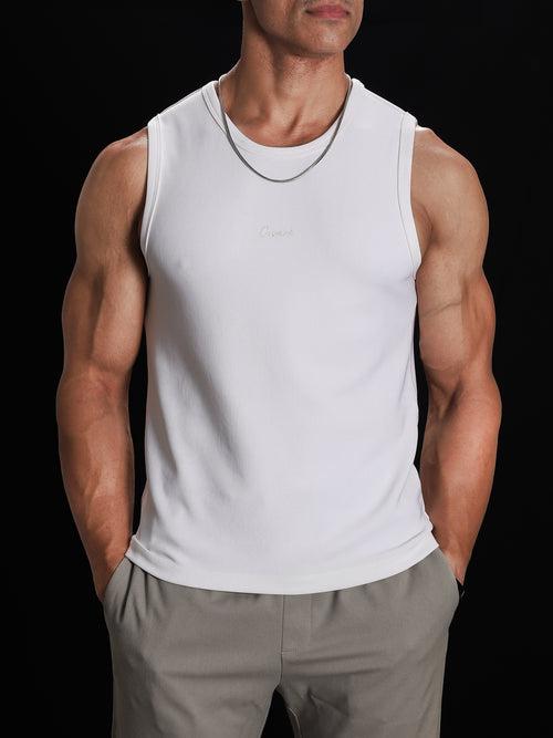 White Heavyweight Rib Tank Top