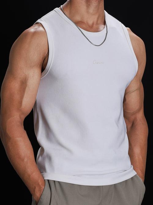 White Heavyweight Rib Tank Top