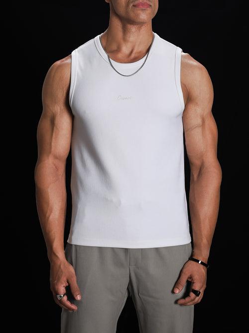 White Heavyweight Rib Tank Top