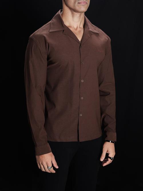 Brown Ultra Stretch Cuban Shirt