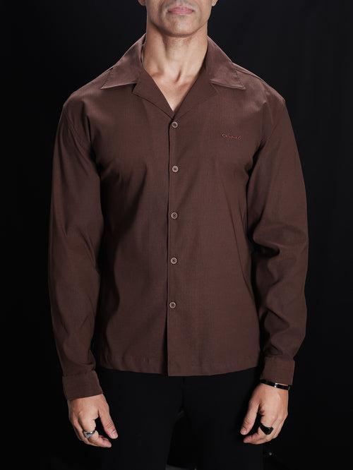 Brown Ultra Stretch Cuban Shirt