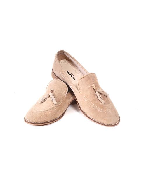 Italia Suede Tassel Loafers in Beige [Limited Edition]