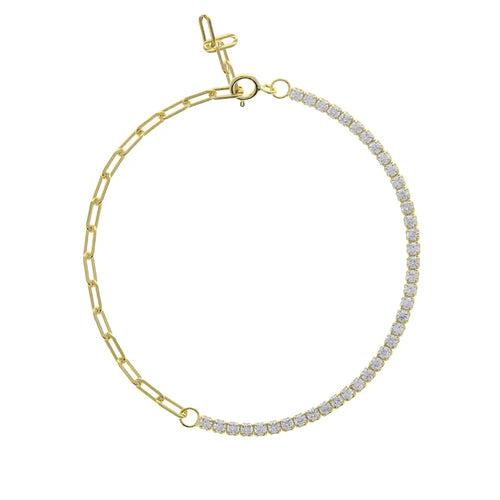 CZ Clip Chain Tennis Bracelet 925