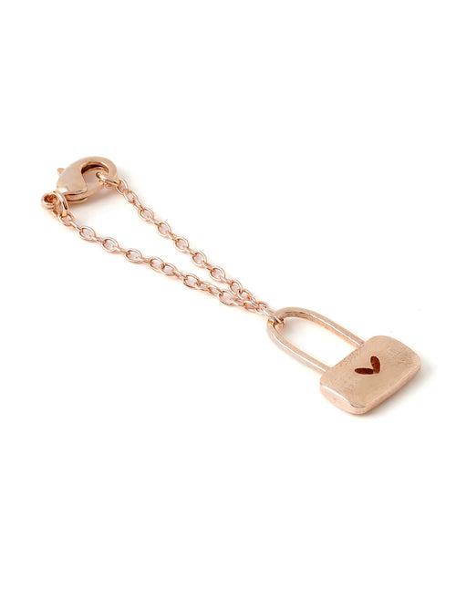 Heart Lock Watch Chain Charm - Rosegold