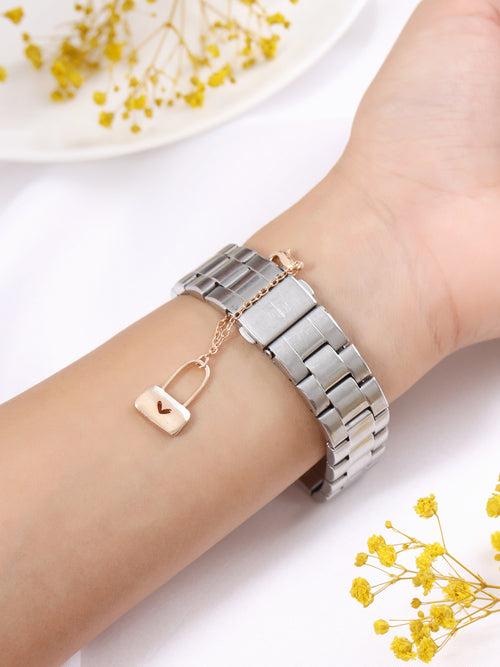 Heart Lock Watch Chain Charm - Rosegold